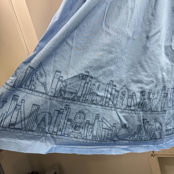 Disney Parks Dress Womens L? 40" Chest Blue Sleeveless Library Beauty Beast - Picture 5 of 14